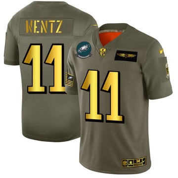 Carson Wentz Philadelphia Eagles olive-gold Salute To Service jersey