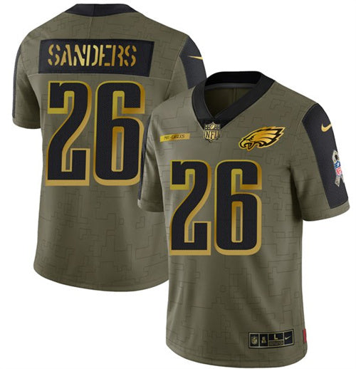 Miles Sanders Philadelphia Eagles olive Salute To Service jersey