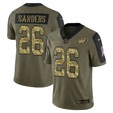 Miles Sanders Philadelphia Eagles olive Salute To Service jersey