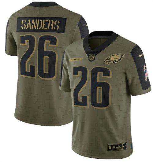 Miles Sanders Philadelphia Eagles olive Salute To Service jersey