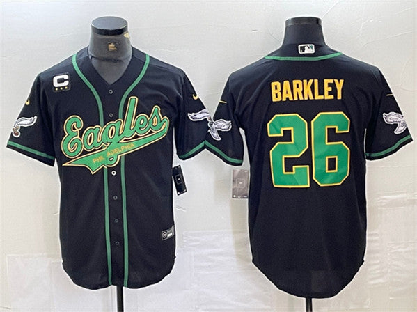 Saquon Barkley Philadelphia Eagles black-gold jersey