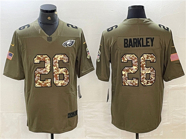 Saquon Barkley Philadelphia Eagles olive Salute To Service jersey