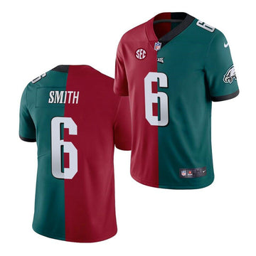 DeVonta Smith Philadelphia Eagles red-green Split jersey