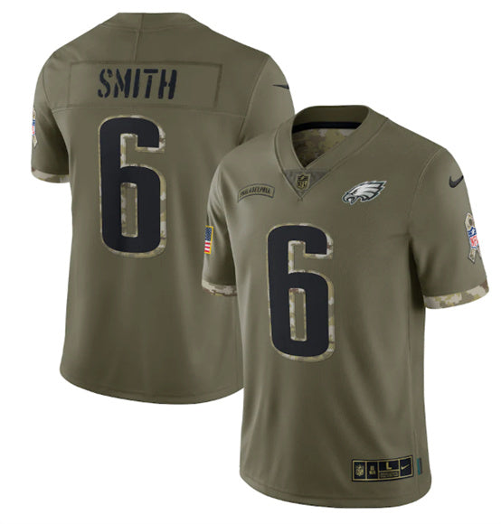 DeVonta Smith Philadelphia Eagles olive Salute To Service jersey