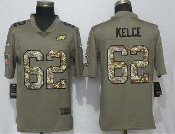 Jason Kelce Philadelphia Eagles olive Salute To Service jersey