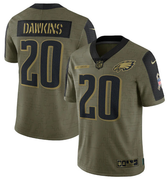 Custom Philadelphia Eagles olive Salute To Service jersey