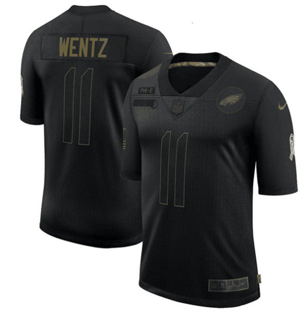Custom Philadelphia Eagles black Salute To Service jersey