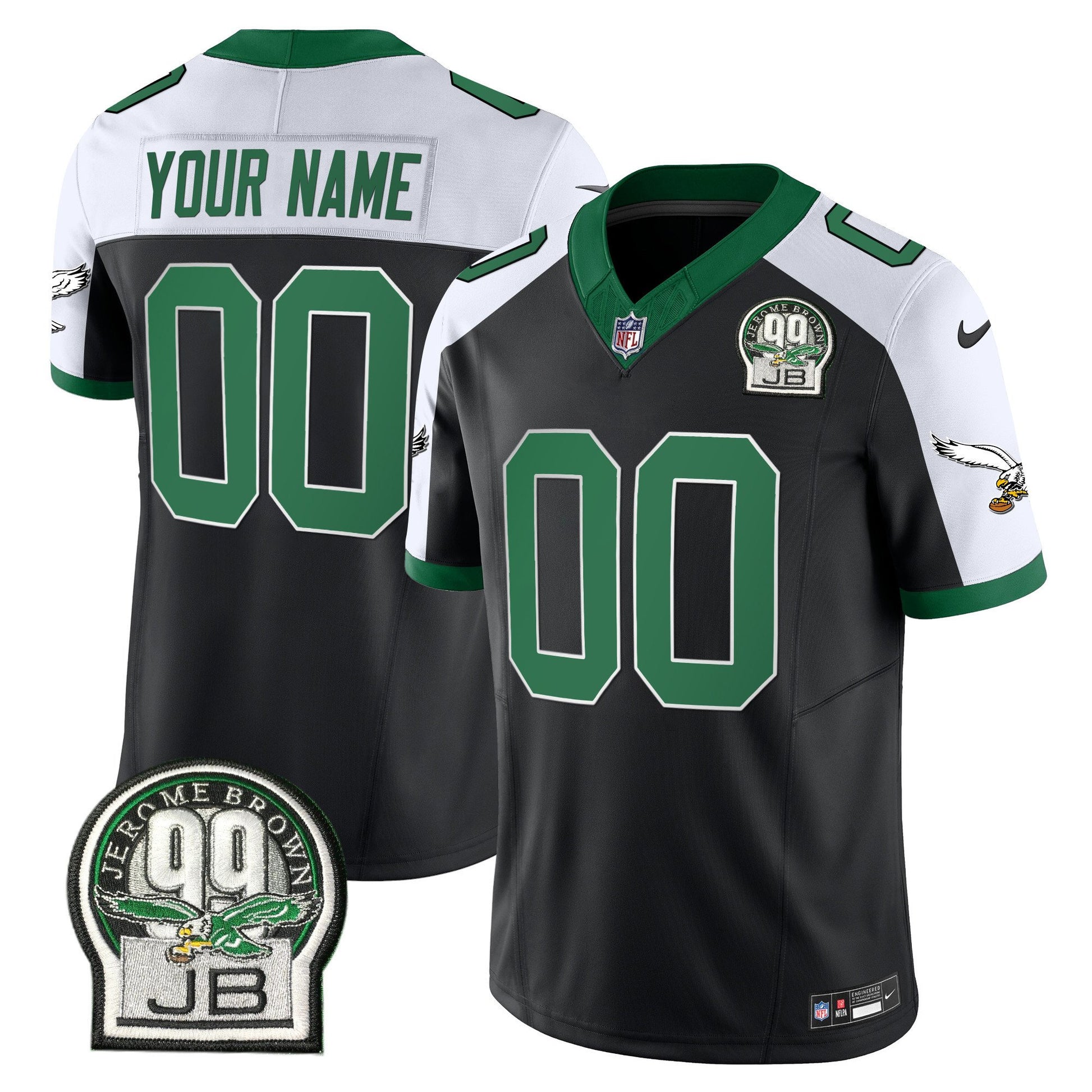 Custom Philadelphia Eagles black-white FUSE jersey