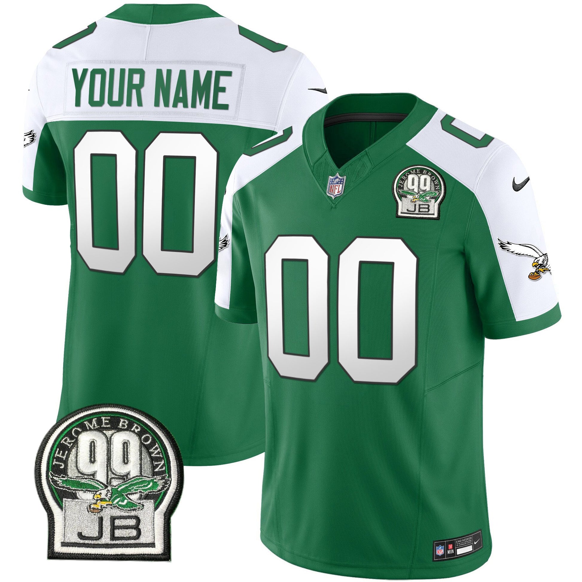 Custom Philadelphia Eagles green-white FUSE jersey