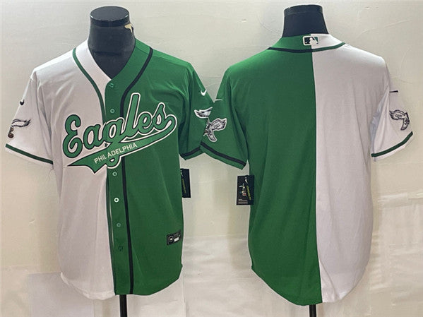 Custom Philadelphia Eagles green-white Split jersey