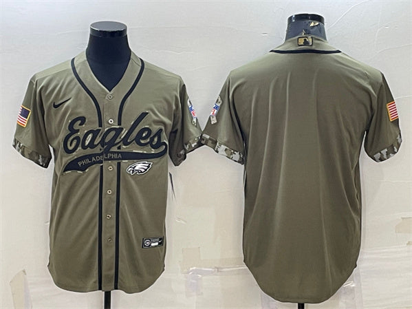 Custom Philadelphia Eagles olive Salute To Service jersey