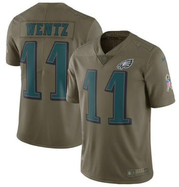 Custom Philadelphia Eagles olive Salute To Service jersey