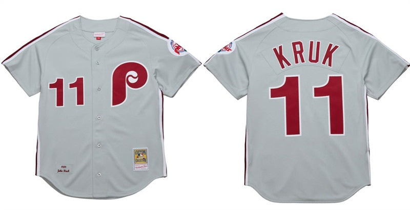 John Kruk Philadelphia Phillies grey jersey