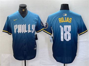 Johan Rojas Philadelphia Phillies blue City Connect jersey