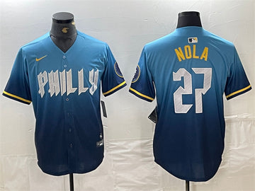 Aaron Nola Philadelphia Phillies blue City Connect jersey