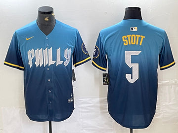 Bryson Stott Philadelphia Phillies blue City Connect jersey
