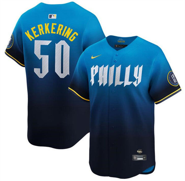 Orion Kerkering Philadelphia Phillies blue City Connect jersey