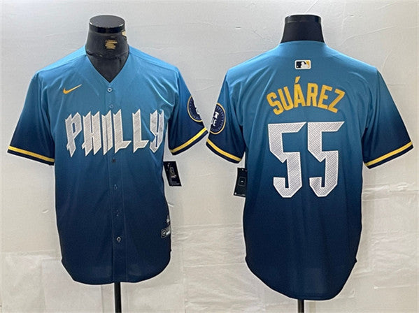 Ranger Suarez Philadelphia Phillies blue City Connect jersey