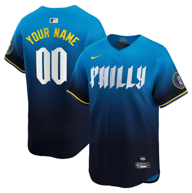 Custom Philadelphia Phillies blue City Connect jersey