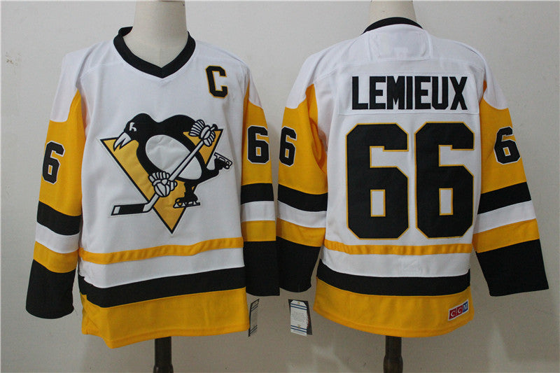 Mario Lemieux Pittsburgh Penguins white Throwback jersey