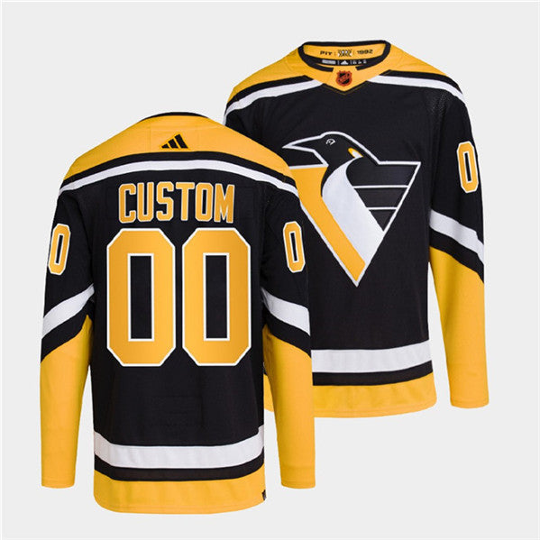Custom Pittsburgh Penguins black Reverse Retro jersey