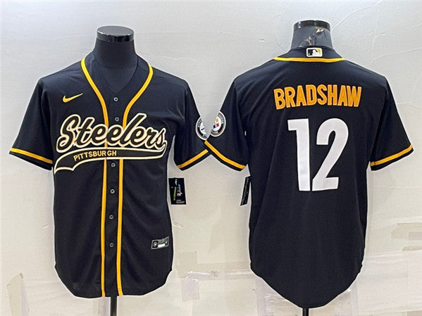 Terry Bradshaw Pittsburgh Steelers black jersey