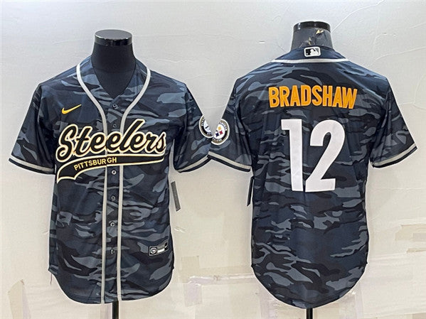 Terry Bradshaw Pittsburgh Steelers grey-navy Camo jersey
