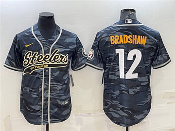 Terry Bradshaw Pittsburgh Steelers grey-navy Camo jersey