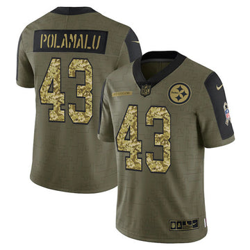 Troy Polamalu Pittsburgh Steelers olive Salute To Service jersey
