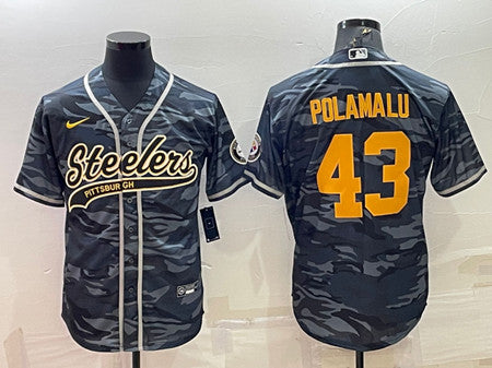 Troy Polamalu Pittsburgh Steelers gray-navy Camo jersey