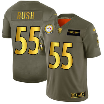 Devin Bush Pittsburgh Steelers olive-gold Salute To Service jersey