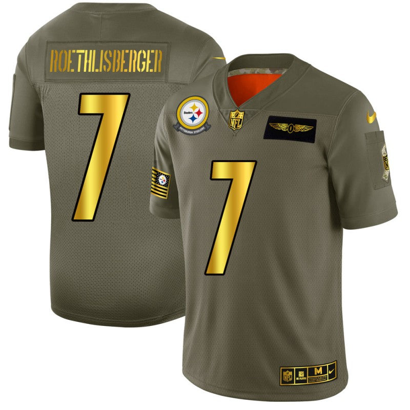 Ben Roethlisberger Pittsburgh Steelers olive-gold Salute To Service jersey