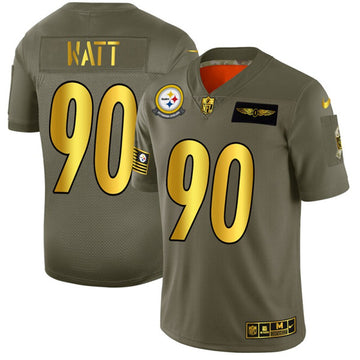 T J Watt Pittsburgh Steelers olive-gold Salute To Service jersey