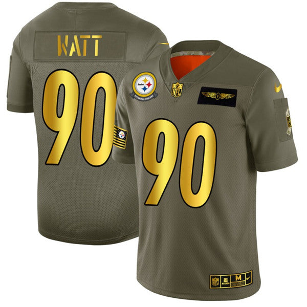 T J Watt Pittsburgh Steelers olive-gold Salute To Service jersey