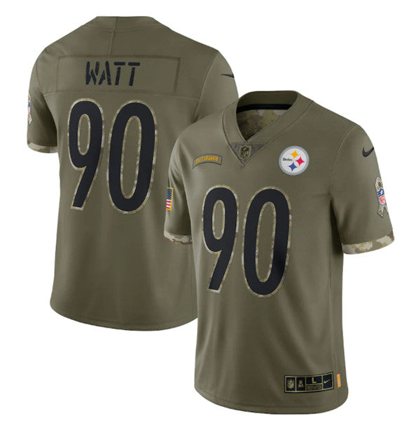 T J Watt Pittsburgh Steelers olive Salute To Service jersey