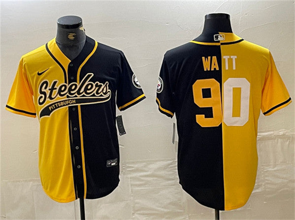 T J Watt Pittsburgh Steelers yellow-black Split jersey