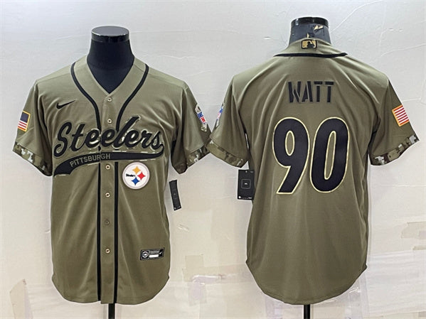 TJ Watt Pittsburgh Steelers olive Salute To Service jersey