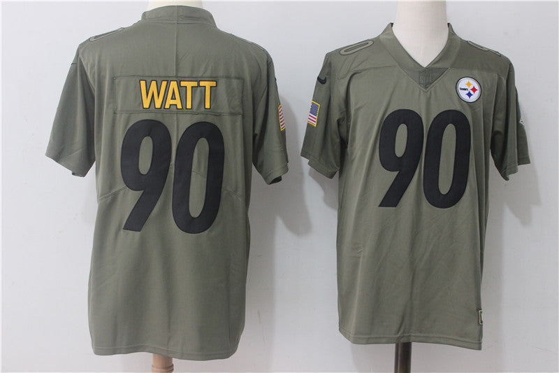 TJ Watt Pittsburgh Steelers olive Salute To Service jersey