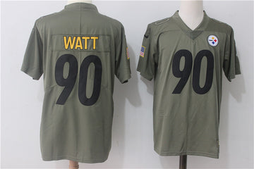 TJ Watt Pittsburgh Steelers olive Salute To Service jersey