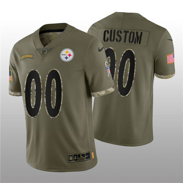 Custom Pittsburgh Steelers olive Salute To Service jersey