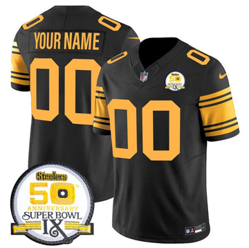 Custom Pittsburgh Steelers black Color Rush jersey