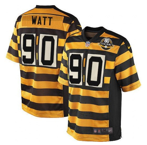 Custom Pittsburgh Steelers yellow-black Throwback jersey