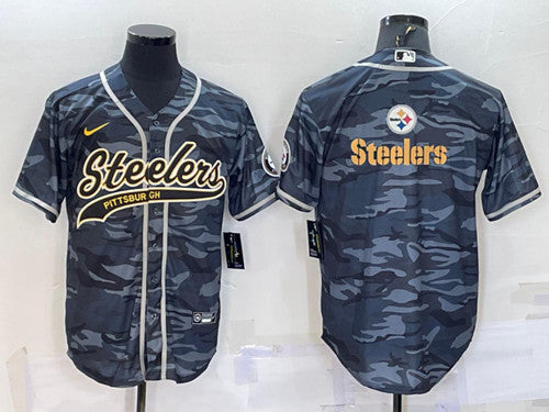 Custom Pittsburgh Steelers gray Camo jersey