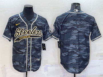 Custom Pittsburgh Steelers gray Camo jersey