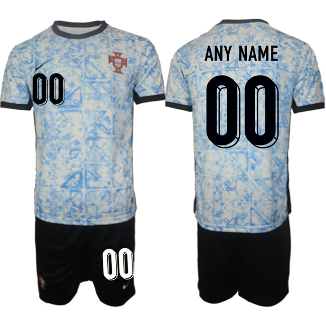 Custom Portugal National Team white-blue Away jersey