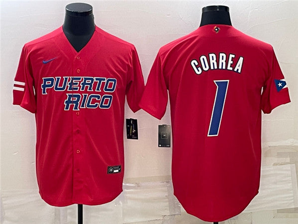 Carlos Correa Puerto Rico Baseball red Classic jersey
