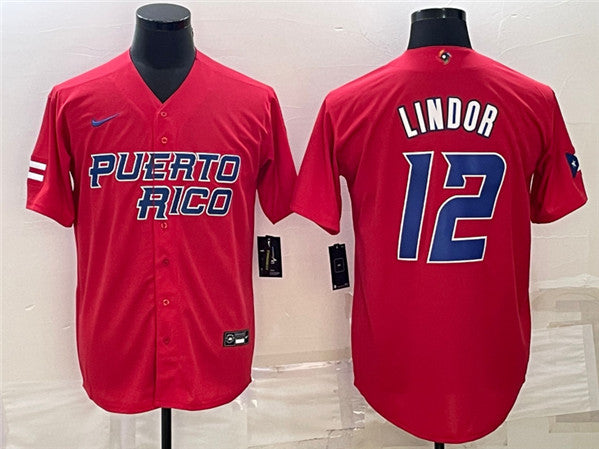 Francisco Lindor Puerto Rico Baseball red Classic jersey