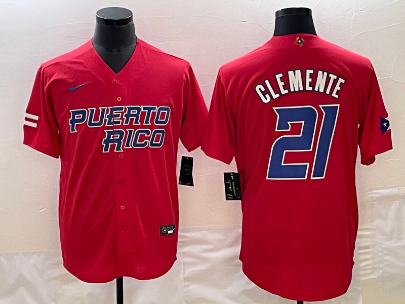 Roberto Clemente Puerto Rico Baseball red Classic jersey