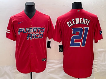 Roberto Clemente Puerto Rico Baseball red Classic jersey