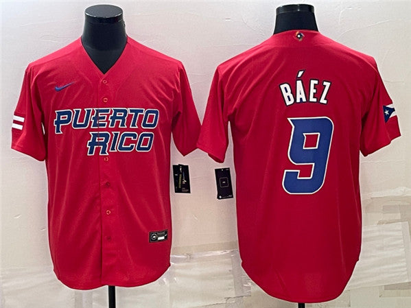 Javier Baez Puerto Rico Baseball red Classic jersey